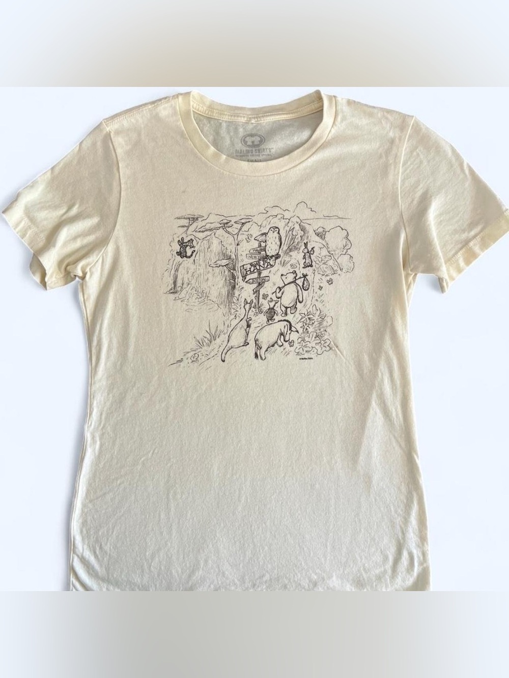 Winnie the Pooh Graphic Tee Butter Yellow Disney Storybook T-Shirt Small